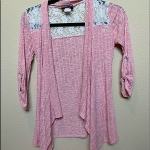 Discreet mid sleeve pink cardigan small